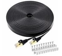 Câble Ethernet Cat8 30 pieds, cordon de brassage réseau Internet plat haute vitesse, 40 Gbit/s 2000 MHz plus rapide que Cat7/Cat6,