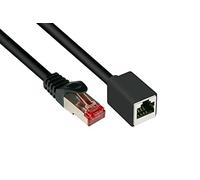 Câble Ethernet LAN Catégorie 5 Good Connection - Avec becs d'encliquetage - Protection RNS, SF/UTP 100 MHz, compatibilité Gigabit (10/100/1000 Base-T réseaux Ethernet) - Par exemple pour panneau de brassage, switch, routeur, modem Cat. 6 - Extension 2 m Noir