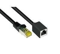 Câble Ethernet LAN Catégorie 5 Good Connection - Avec becs d'encliquetage - Protection RNS, SF/UTP 100 MHz, compatibilité Gigabit (10/100/1000 Base-T réseaux Ethernet) - Par exemple pour panneau de brassage, switch, routeur, modem Cat. 7 - extension de câble 3 m Noir