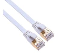 Câble Ethernet plat Cat7 haut débit | RJ45 1,8 m Gigabit LAN 10 Gbit/s pour systèmes de caméras IP extérieures Zmodo, Annke, Arlo, Reolink PoE Security | Câble de raccordement rapide Cat 7 STP | Blanc