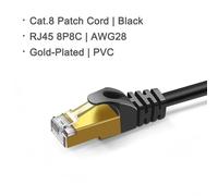 Câble Ethernet Rj45 Cat8,Fils En Cuivre Tressés Multic?ur,Câbles De Raccordement Réseau 40G Cat 8.Black.0.25M