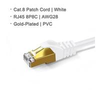 Câble Ethernet Rj45 Cat8,Fils En Cuivre Tressés Multic?ur,Câbles De Raccordement Réseau 40G Cat 8.White.0.25M