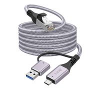 Câble Ethernet RJ45 vers USB-C et USB 3.0 2m Connexion Réseau Haut-Débit LinQ Gris