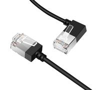 Câble Ethernet Slim Cat 6 À Angle Gauche De 90° 0.5M, Ultra Fin Et Flexible Rj45 Cat 6A Câble Lan Gigabit Compatible Avec Mac, Pc, Routeur, Ps4/5 (Noir)[CAB9166661]