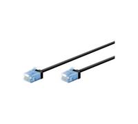 goobay Câble patch slim/ultra flexible RJ45 CAT 6A U/UTP CU/Câble Ethernet fin avec connecteurs courts / 10 Gbit/s LSZH - Protection anti-torsion - Noir - 5 m 74239