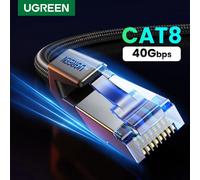 Câble Ethernet UGREEN CAT 8 Haute Vitesse Tressé 40 Gbit/s 2000 MHz Cordon Réseau LAN RJ45 Blindé Intérieur pour Routeur PC PS5 Modem Xbox CAT8 Round Cable