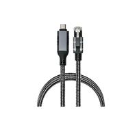 Câble Ethernet USB-C mâle vers connecteur RJ45 avec protection du nez d'encliquetage, gaine textile, adaptateur LAN 1 Gigabit sans pilote, pour ordinateur portable, tablette et smartphone - Anthracite