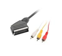 Lanberg Prise Péritel CA-EURC-10CC-0018-BK 3x RCA mâle 1,8 m Noir