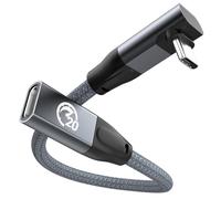 Câble Extension USB C 90 Degrés 0.3M, Coudé 100W Charge Rapide USB C 3.2 Gen 2 20Gbps Cordon, Rallonge Mâle vers Femelle Type C, pour iPhone 16 15, MacBook, iPad Pro/Air, Galaxy S24 S25, hub