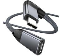 Câble Extension USB C à Angle Droit 1.8M, Coudé 90 Degrés USB C 3.1 Gen 2 10Gbps PD Charge Rapide,Rallonge Mâle vers Femelle Type C,pour hub,MacBook,iPad Pro/Mini,Galaxy S24, iPhone 15