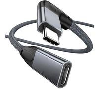 Câble Extension USB C à Angle Droit 3M,90 Degrés USB C 3.1 Gen 2 10Gbps 100W Charge Rapide,Rallonge Mâle vers Femelle Type C,pour iPhone 15,MacBook Air,iPad Pro,Galaxy S24 S23 S22