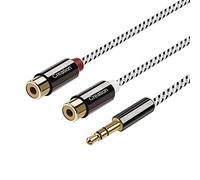 Câble femelle 3,5 mm vers 2 RCA - Câble audio stéréo Y - 3,5 mm vers RCA - Doré