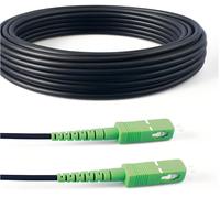 Elfcam - Câble à Fibre Optique en Acier Blindé, Convient aux Installations Extérieur et Intérieur, Compatible avec Orange SFR Bouygues, SC/APC à SC/APC Monomode Noir, 25M