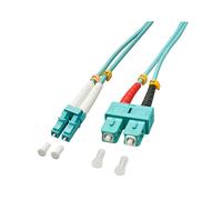 Câble Fibre Optique Lindy 2m OM3 LC/SC Duplex 50/125µm Multimode Turquoise - Perte d'Insertion 0.3dB - Sans Halogène - InfiniBand