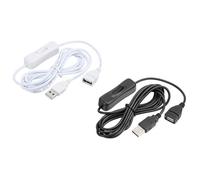 Câble Fil SOURCING MAP 2Pcs 2m extension USB avec Interrupteur Mâle à Femelle Cordon pour Bureau Lampe Ventilateur LED Noir Blanc