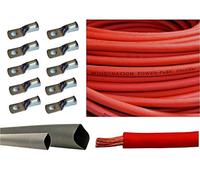 Câble flexible en cuivre pur de calibre 8 8 AWG rouge de 1,5 m + 10 connecteurs de terminal en cuivre étamé de 0,95 cm + gaines thermorétractables noires de 0,9 m