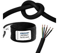 Câble flexible H07RN-F 5 x 10 mm² en caoutchouc noir pour station de charge murale, boîte de chargement pour voiture électrique, 5 x 10 mm² au mètre précis, par incréments de 1 m, par exemple 5 m, 10