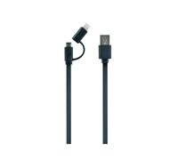 Câble Gembird CC-USB2-AMLM2-1M USB-A vers Micro-USB B/Lightning 1m Noir, Connecteurs mâle/mâle, Compatible PC/MAC, Conforme RoHS