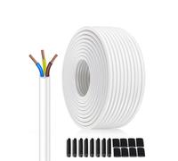 Câble H05VV-F 3x0.75mm² 50Mètres Blanc - Câble d'Extension 3 Conducteurs - Pour Électroménager, Éclairage Intérieur 500V - Fil Multibrins Soupl