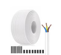 Câble H05VV-F 3x1,5mm² 50Mètres Blanc - Câble d'Extension 3 Conducteurs - Gaine PVC Résistante, Fil de Cuivre Multibrins - Pour Usage Intérieur Électroménager, Éclairage (500V)