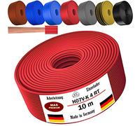 Cable H07 V-K 1 x 4 mm², noir, marron, bleu foncé, jaune, gris, bleu clair ou rouge, câble flexible individuel de 5 m, 10 m, 20 m, 25 m, 30 m, 40 m, 50 m jusqu'à 100 m (rouge, 10 m)