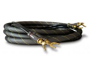 Câble Haut-parleurs haut de gamme Dynavox, paire flexible, Fiches bananes/cosses dorés 24K, blindé, cororis noir, longueur 5 m