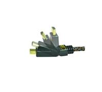 Câble HDMI 1.4 M/M, fiche or 3 mètres, nylon tressé, Ethernet 1 côté 90°c fixe,1 côté inclinable vendu en cavalier