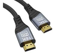 Câble HDMI 16K, Câble HDMI Ultra Haute Vitesse 96Gbps HDMI2.2 16K@30Hz 10K120Hz 8K@60Hz 4K@240Hz, HDCP 2.3 HDR10 eARC Compatible avec PS5/Xbox/Roku TV/PC Gaming/Blu-ray (HDMI2.2 16K Câble 1M)