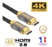 Câble HDMI 2.0 4K 2M,Haute Vitesse 60HZ 18Gbps Nylon Compatible avec PS5, PS3, PS4, PC, Projector, 4K UHD TV/HDTV, Xbox