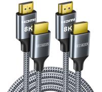 Câble HDMI 2.1 8K 0.5M 2 Pièces, 48Gbps Câble HDMI Tressé en Nylon Haute Vitesse, Prend en Charge 8K@60HZ, 4K@120Hz, Compatible avec PS5/4 TV Switch Monitor Blu-ray Soundbar