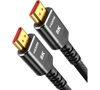 Câble HDMI 2.1 8K 3m 48 Gbps Ultra High Speed 8K@60Hz 4K@120Hz Dynamic HDR10+ eARC/ARC VRR ALLM QMS HDCP 2.3, Connecteurs Plaqués or Gaine Nylon Tressée, Compatible avec TV/PC/PS5/Xbox/Projecteur