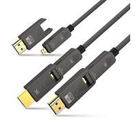 Câble HDMI 2.1 à fibre optique 8K 30,5 m BIFALE détachable 8K HDMI 2.1 prend en charge eARC, 48 Gbit/s, 8K @ 60 Hz, 4K @ 120 Hz avec double micro HDMI pour RTX 3080/3090, Xbox Series X, PS5, Denon AV