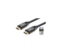 Manhattan HDMI Cable with Ethernet, 8K@60Hz (Ultra High Speed), 3m (Braided), Male to Male, Black, 4K@120Hz, Ultra HD 4k x 2k, Fully Shielded, Gold Plated Contacts, Lifetime Warranty, Polybag - Ultra 