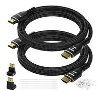 Câble HDMI 4K 1.5 mètre(paquet de 2),câble HDMI 2.0 Ultra HD,connecteurs en nylon tressé et plaqués or,4K à 60 Hz,2K,1080P,câbles HDMI en vrac pour ordinateur portable,moniteurs,HDTV,PS5 et plus