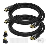 Câble HDMI 4K 1 mètre(paquet de 2),câble HDMI 2.0 Ultra HD,connecteurs en nylon tressé et plaqués or,4K à 60 Hz,2K,1080P,câbles HDMI en vrac pour ordinateur portable,moniteurs,HDTV,PS5 et plus