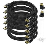 Câble HDMI 4K 2 mètre(paquet de 5),câble HDMI 2.0 Ultra HD,connecteurs en nylon tressé et plaqués or,4K à 60 Hz,2K,1080P,câbles HDMI en vrac pour ordinateur portable,moniteurs,HDTV,PS5 et plus