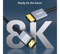 Câble HDMI 4K@240Hz, 4K@144Hz, 8K@60Hz, HDMI 2.1, 48 Gbps, HDR10+ ARC eARC HDCP2.3+Dolby Atmos, coque en aluminium, nylon tressé, compatible avec PS5 pro/PS5/PS4/ Xbox-Serie X/TV - 3 mètre