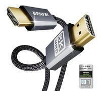 Câble HDMI 4K@240Hz, 4K@144Hz, 8K@60Hz, HDMI 2.1, 48 Gbps, HDR10+ ARC eARC HDCP2.3+Dolby Atmos, coque en aluminium, nylon tressé, compatible avec PS5 pro/PS5/PS4/ Xbox-Serie X/TV - 1.8 mètre