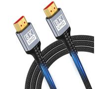 Câble HDMI 5M 2.1 10K 8K,câble HDMI ultra haute vitesse 48Gbps 10K 8K@60Hz 4K@120Hz 7680P,HDMI 2.1 prend en charge HDR10 eARC 3D HDCP 2.2et2.3,compatible avec PS5/4 X-Box/PC/HDTV lecteur/moniteur