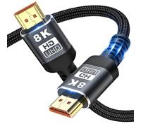 Câble HDMI 8 K 48 Gbit/s 6,6 ft - Câble tressé HDMI ultra haute vitesse - 4 K @ 120 Hz 8 K @ 60 Hz, DTS : X, HDCP 2.2 et 2.3, HDR 10 compatible avec Roku TV / PS5 / HDTV/Blu-ray (3M / 9.9FT)