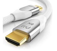 Câble HDMI 8K 2.1 - 8K @ 60Hz 4K @ 120Hz DSC - HDTV 7680 x 4320 - UHD II - HDMI 2.1 2.0a 2.0b - 3D - Câble HDMI haut débit - HDR - ARC - Fiche de précision - Compatible avec Blu Ray PS4 PS5 Xbox