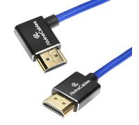 Câble HDMI 8K 2.1 Alvin's Cables pour moniteur Atomos Ninja V, pour Sony FS5 FS7, BMPCC, pour caméra Canon C300 C500, 8K@60Hz 4K@120Hz 48Gbps câble tressé enroulé à angle gauche bleu