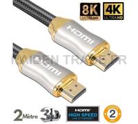 Câble hdmi 8k- 4k professionnel 2.1 3D Full HD Haute Vitesse par Ethernet ,Audio et Vidéo Dynamic HDR, Dolby Vision