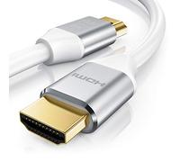 Câble HDMI 8k à 120 Hz avec DSC - 7680 x 4320 - UHD II - Compatible avec HDMI 2.1 2.0a 2.0b - 3D - Ultra High Speed avec Ethernet - Dynamic HDR10+ - VRR - ARC - Blu Ray PS4 PS5 Xbox - 1 m - Blanc