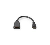 - Câble HDMI avec Ethernet - 19 pin mini HDMI Type C mâle pour HDMI femelle - 20 cm - noir - rond