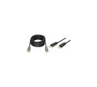 DIGITUS HDMI AOC Câble hybride en fibre optique - HDMI 2.1-8k/60Hz - UHD-II - Canal Ethernet - HDR eARC HDCP 2.2 - contacts dorés - 10m - noir