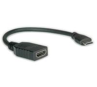 ROLINE Câble HDMI High Speed avec Ethernet, HDMI F - Mini HDMI M, 0,15 m