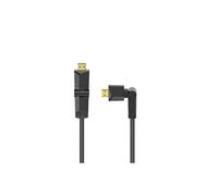 Hama Câble HDMI coudé 4K Garantie 10 ans (Cable HDMI 2.0b coudé Rotation 360, Cable High Speed avec Ethernet, 1.5m, mâle-mâle, Retour Audio, HDR, 18 Gbit/s, 600MHz, Résolution 4096x2160, Blindé) Noir