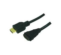 Câble HDMI LogiLink CH0057, 3m, HDMI Type A (Standard) Mâle vers HDMI Type A (Standard) Femelle, Contacts Or, Noir, PVC