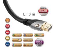 Monster Câble HDMI Platinium Ultra HD 3 m – avec Ethernet et support 4K